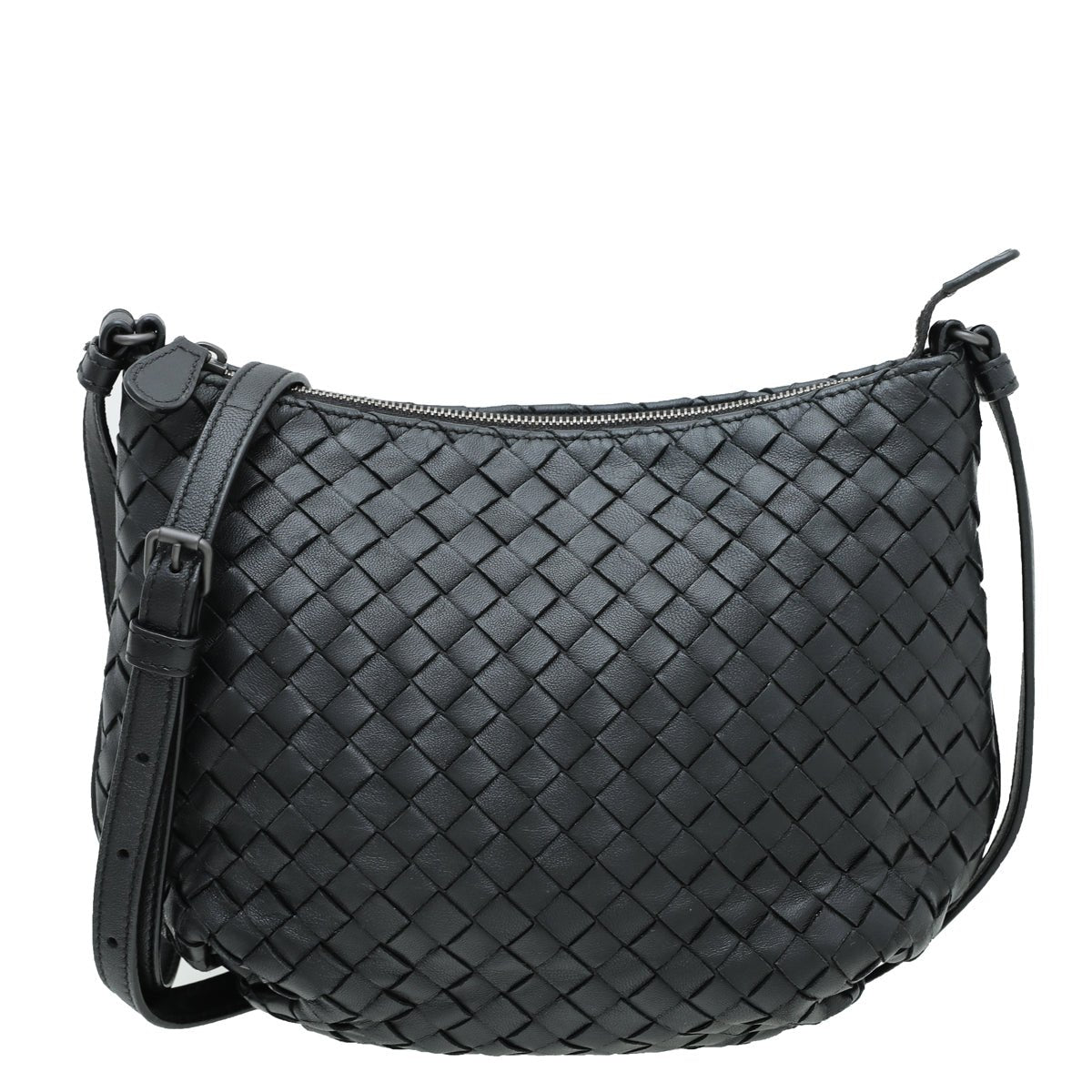 Bottega Veneta Black Intrecciato Nappa Crossbody Bag-Bottega Veneta-THE CLOSET