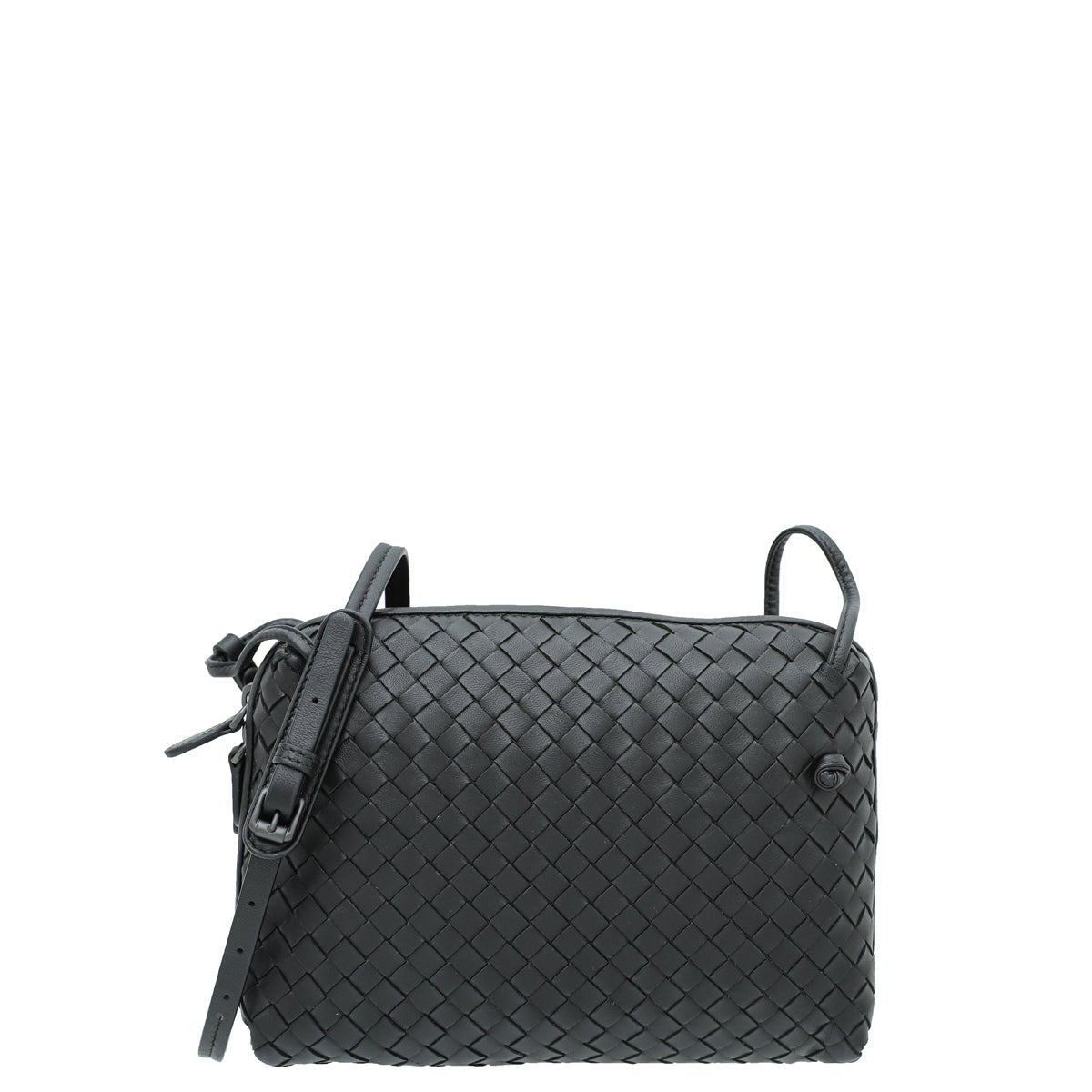 Bottega Veneta Black Intrecciato Nodini Crossbody Bag-Bottega Veneta-THE CLOSET