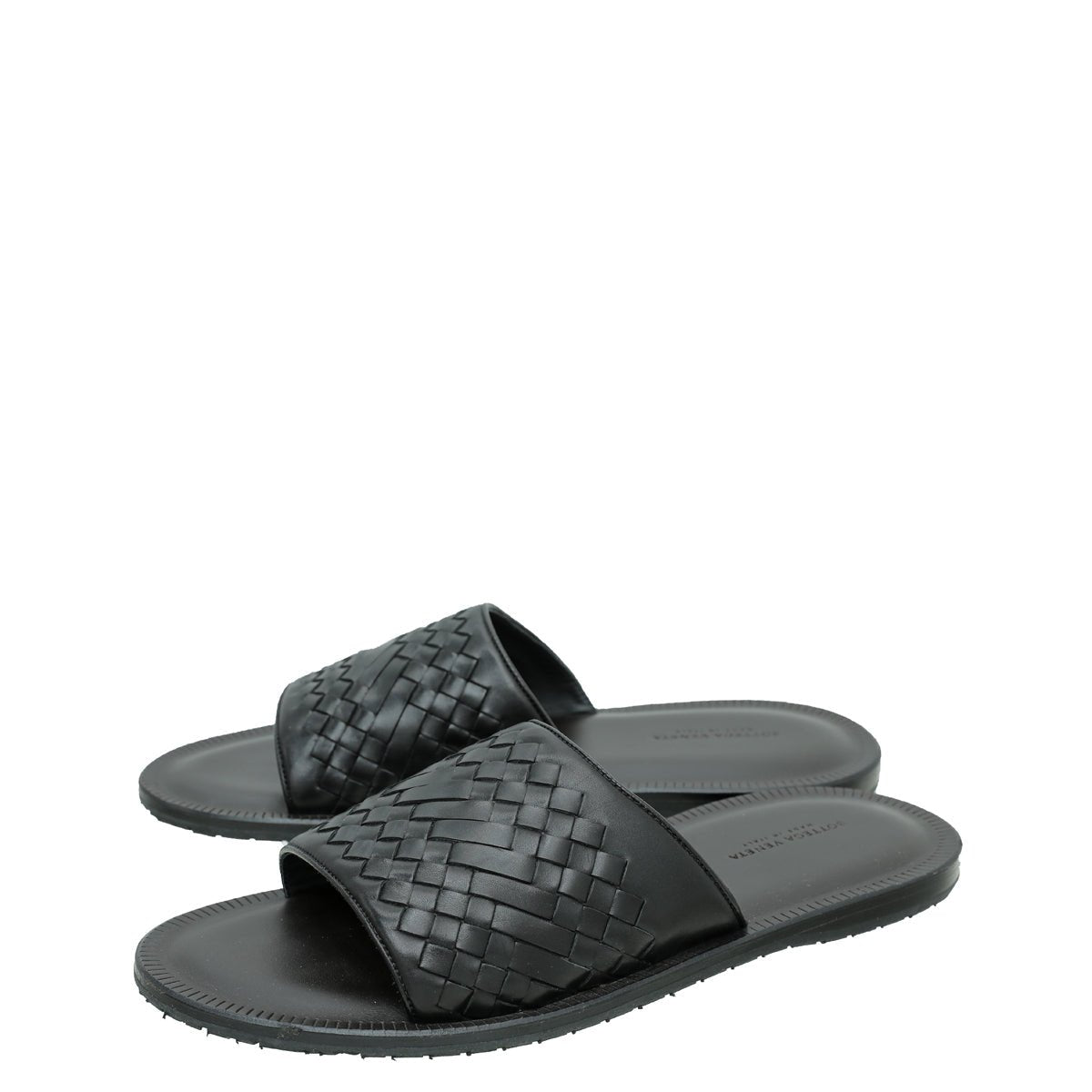 Bottega Veneta Black Intrecciato Slide Sandal 43-Bottega Veneta-THE CLOSET
