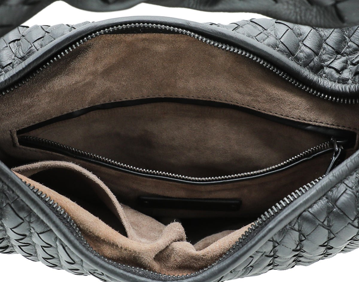 Bottega Veneta - Bottega Veneta Black Intrecciato Veneta Hobo Medium Bag | The Closet