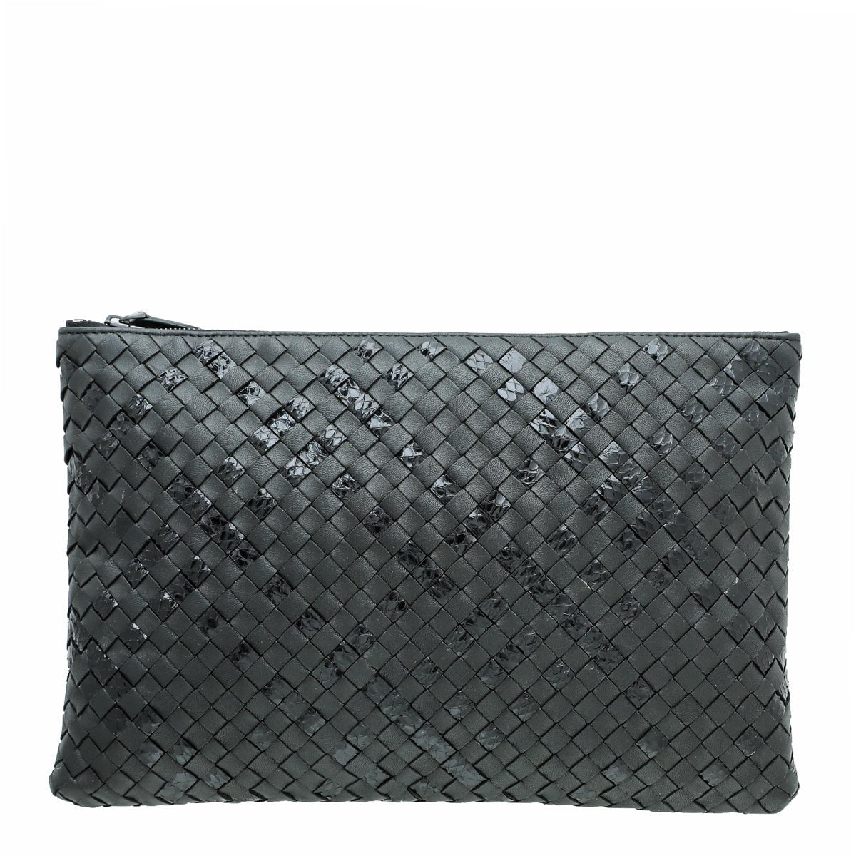 Bottega Veneta Black Intrecciato Zip Pouch-Bottega Veneta-THE CLOSET