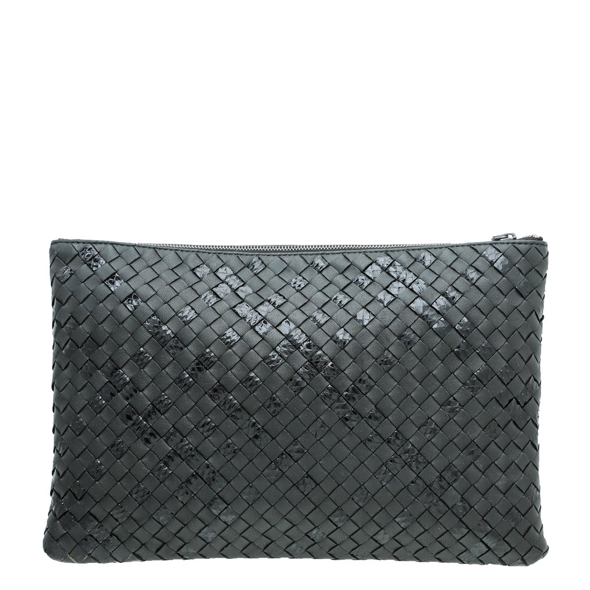 Bottega Veneta Black Intrecciato Zip Pouch-Bottega Veneta-THE CLOSET