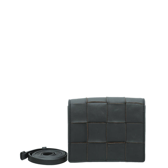 Bottega Veneta Black Maxi Intrecciato Mini Cassette Crossbody Bag