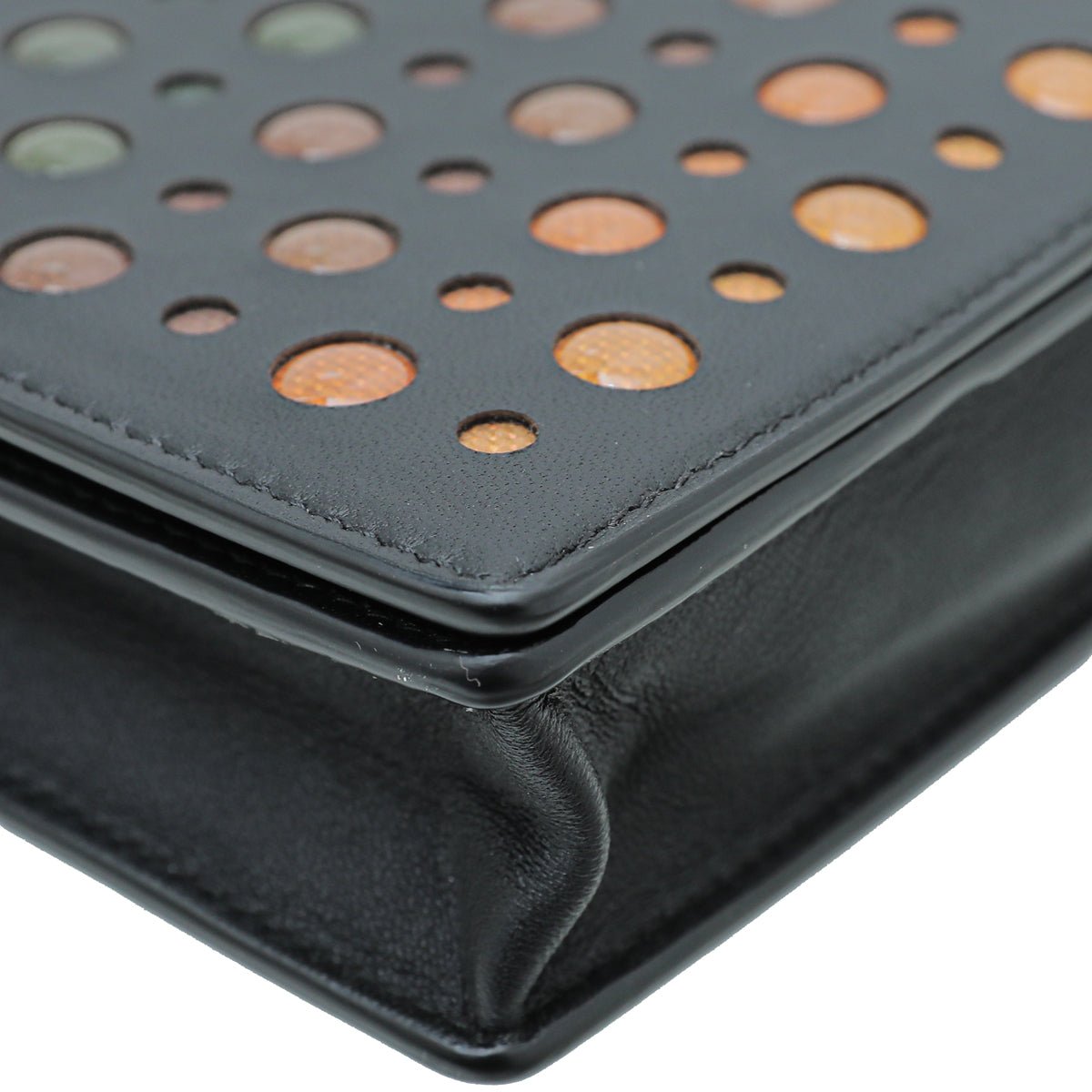 Bottega Veneta Black Multicolor Perforated Details Chain Wallet-Bottega Veneta-THE CLOSET