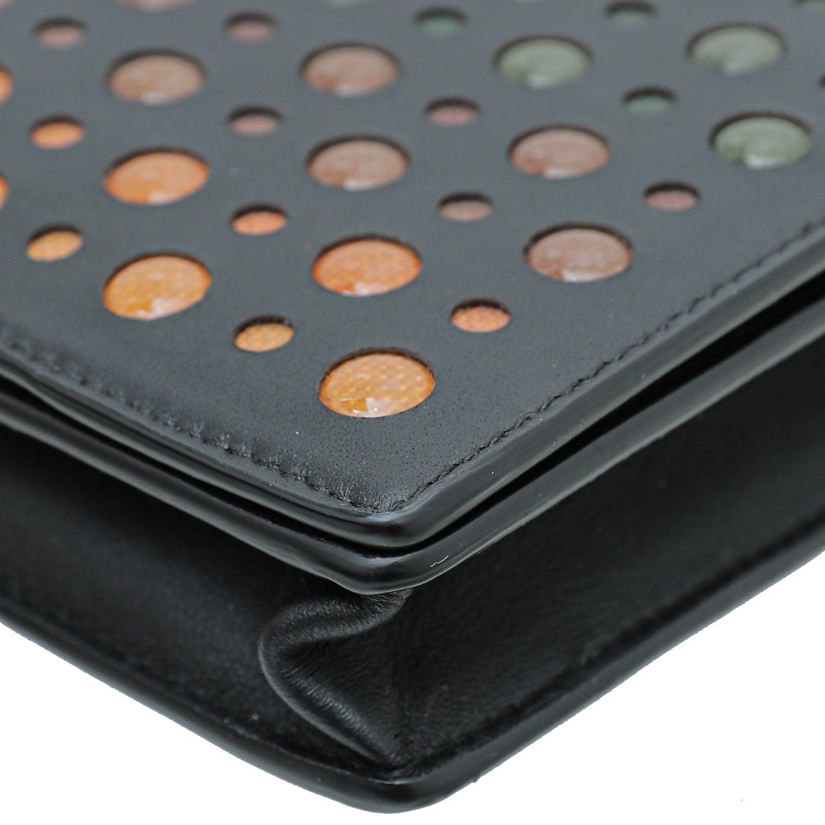 Bottega Veneta Black Multicolor Perforated Details Chain Wallet-Bottega Veneta-THE CLOSET