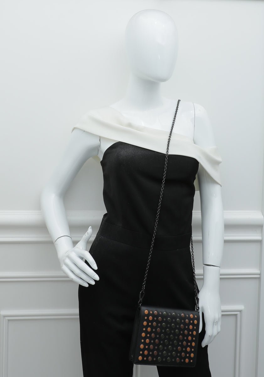 Bottega Veneta Black Multicolor Perforated Details Chain Wallet-Bottega Veneta-THE CLOSET