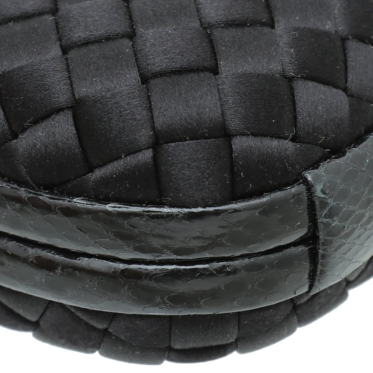 BOTTEGA VENETA Satin Intreccio Knot Clutch Nero Black 178484