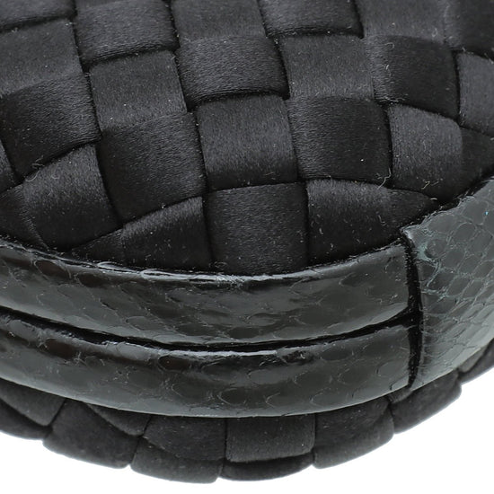 Bottega Veneta - Bottega Veneta Black Satin Intrecciato Knot Clutch | The Closet