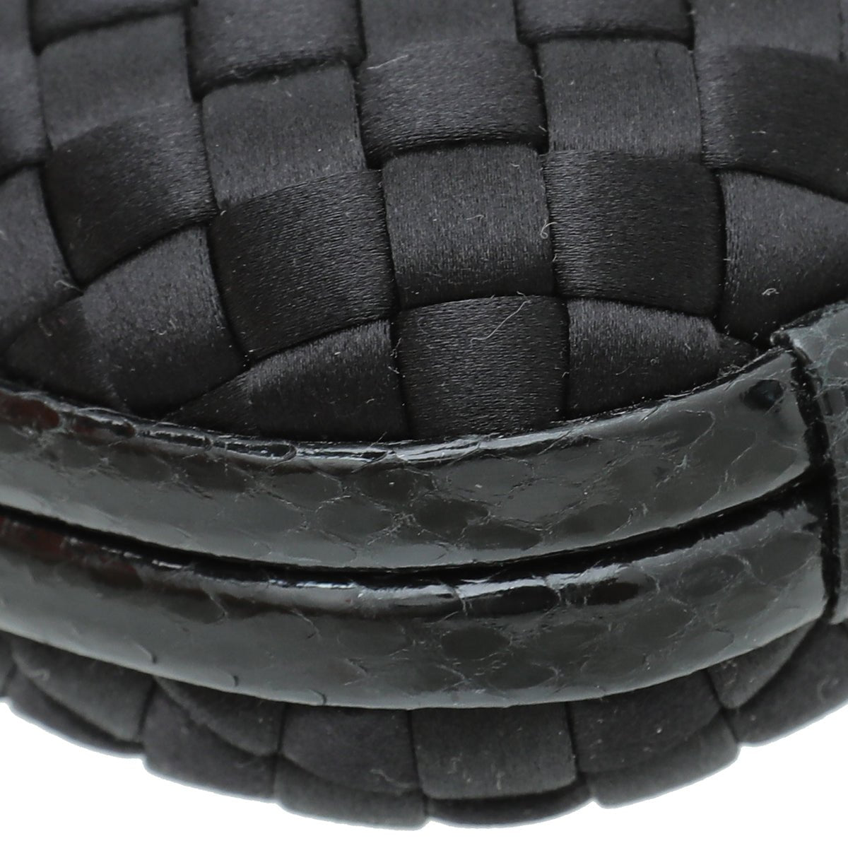 Bottega Veneta - Bottega Veneta Black Satin Intrecciato Knot Clutch | The Closet