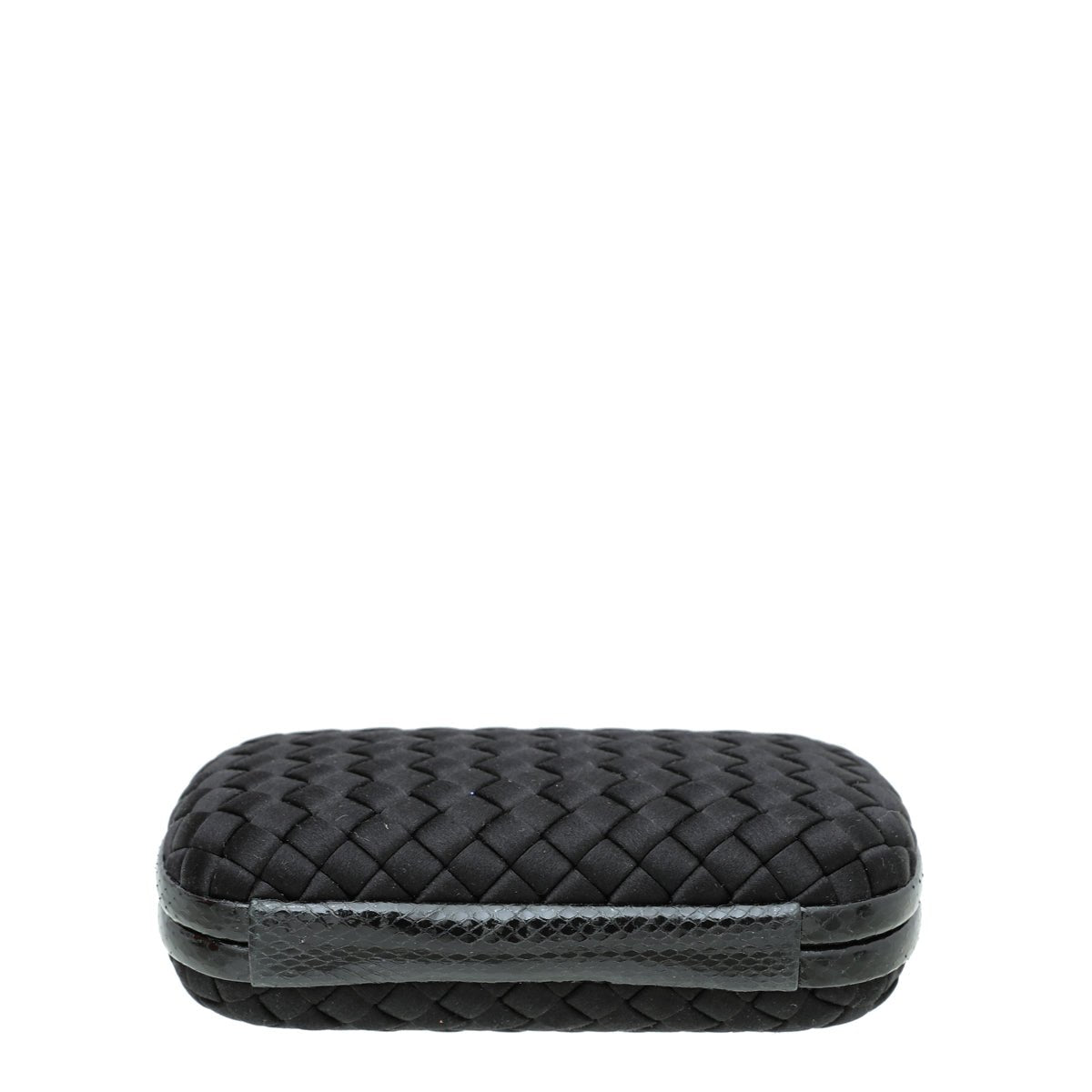 Bottega Veneta - Bottega Veneta Black Satin Intrecciato Knot Clutch | The Closet