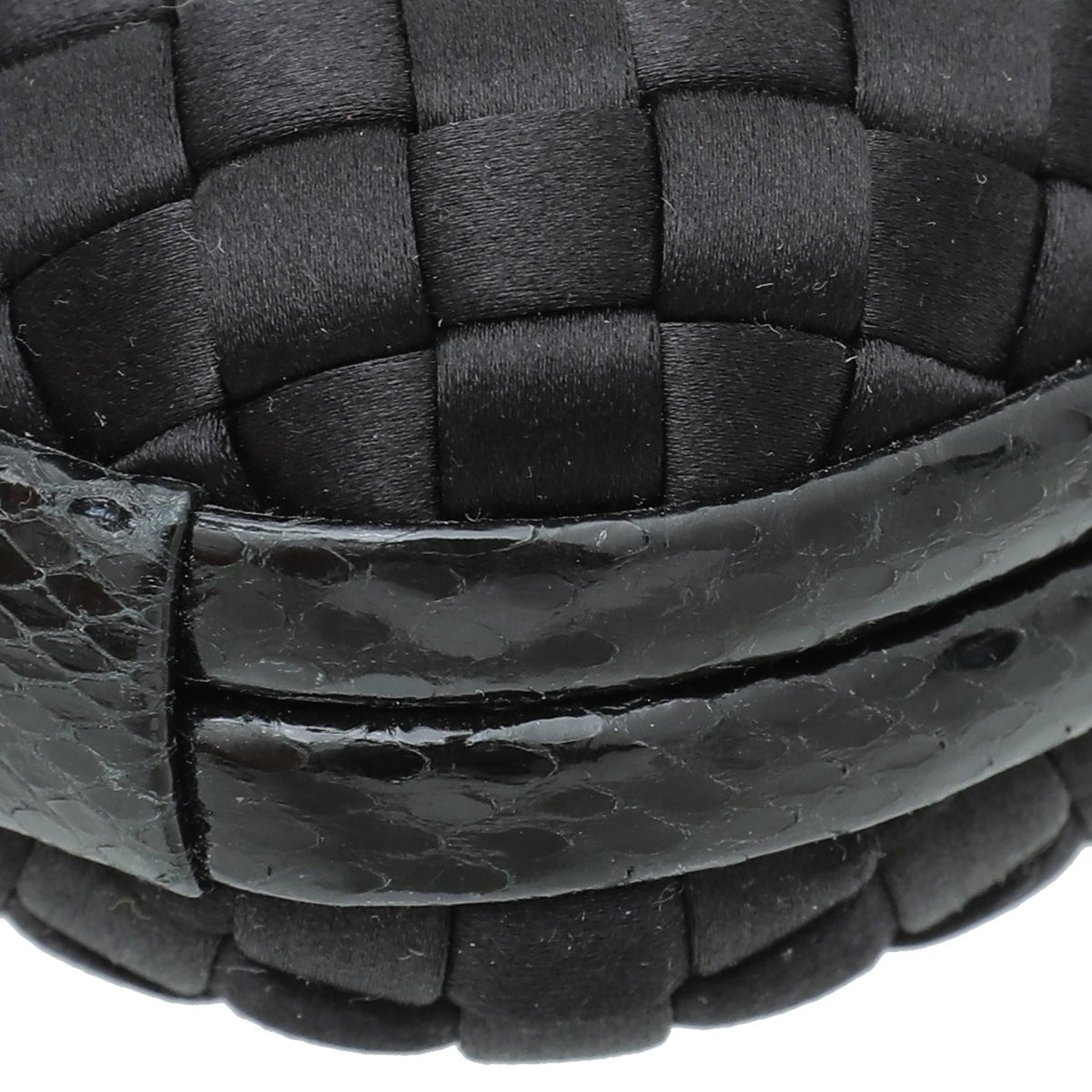 Bottega Veneta - Bottega Veneta Black Satin Intrecciato Knot Clutch | The Closet