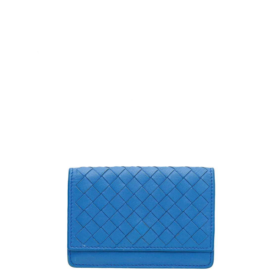 Bottega Veneta Blue Intrecciato Flap Card Case-Bottega Veneta-THE CLOSET