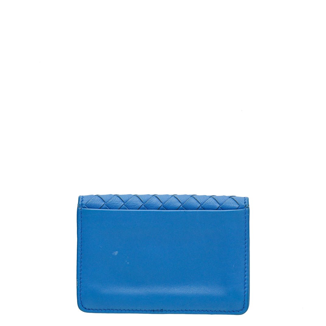 Bottega Veneta Blue Intrecciato Flap Card Case-Bottega Veneta-THE CLOSET