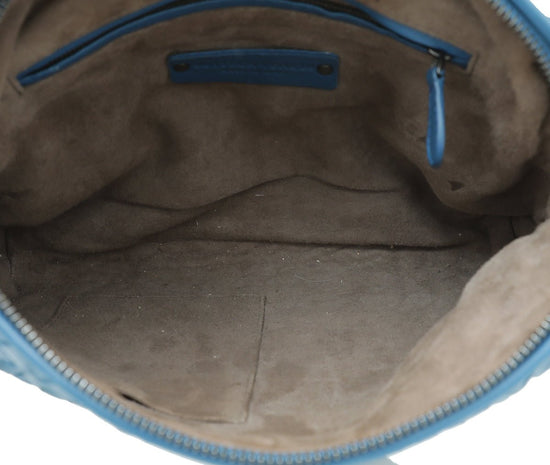 Bottega Veneta - Bottega Veneta Blue Intrecciato Nappa Nodini Crossbody Bag | The Closet