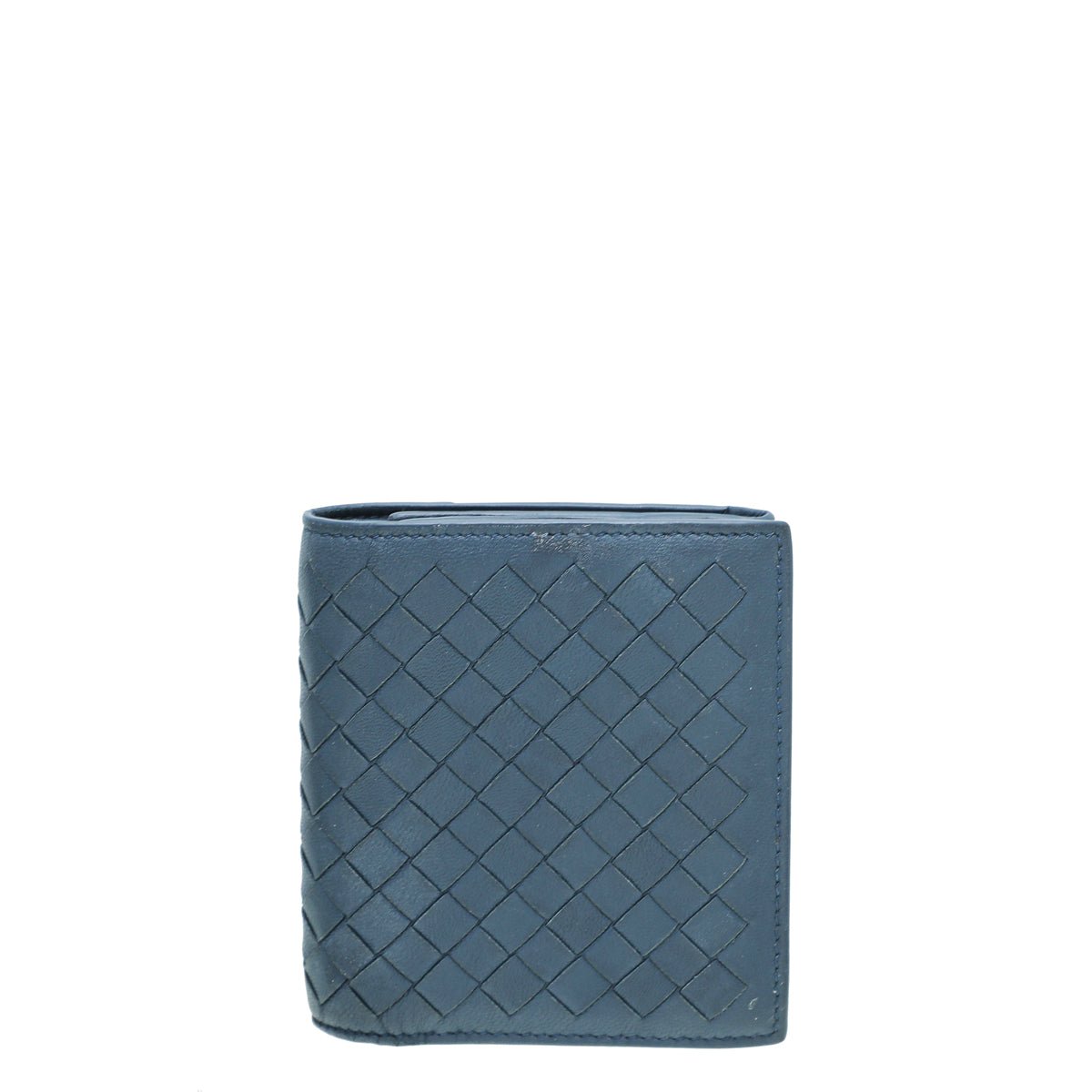 Bottega Veneta Blue Intrecciato Trifold Wallet-Bottega Veneta-THE CLOSET