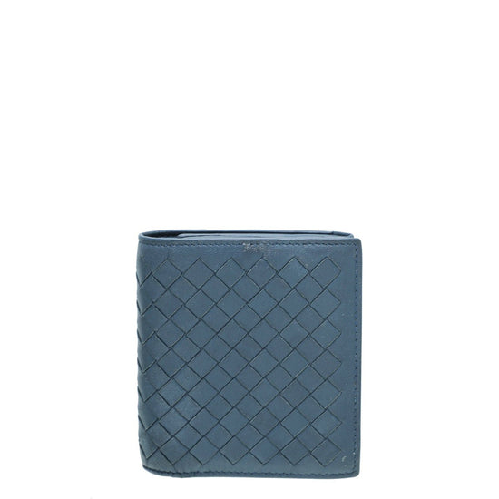Bottega Veneta - Bottega Veneta Blue Intrecciato Trifold Wallet | The Closet