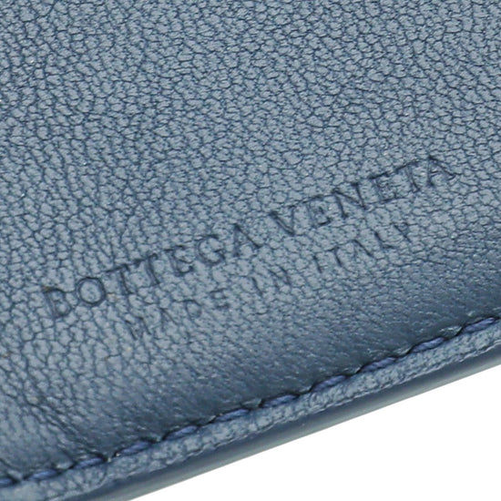 Bottega Veneta - Bottega Veneta Blue Intrecciato Trifold Wallet | The Closet