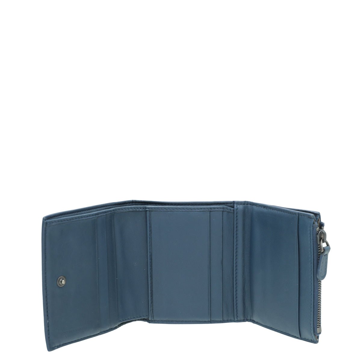 Bottega Veneta - Bottega Veneta Blue Intrecciato Trifold Wallet | The Closet