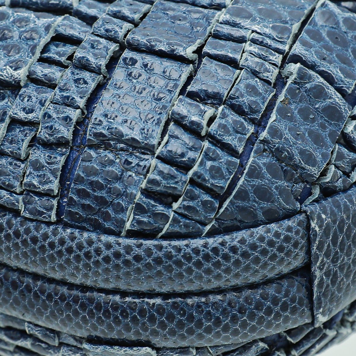 Bottega Veneta - Bottega Veneta Blue Lizard Ruffled Tie Knot Clutch | The Closet