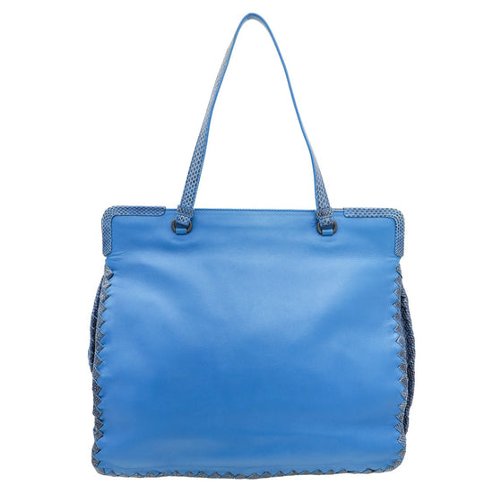 Bottega Veneta - Bottega Veneta Blue Snakeskin Frame Bag | The Closet