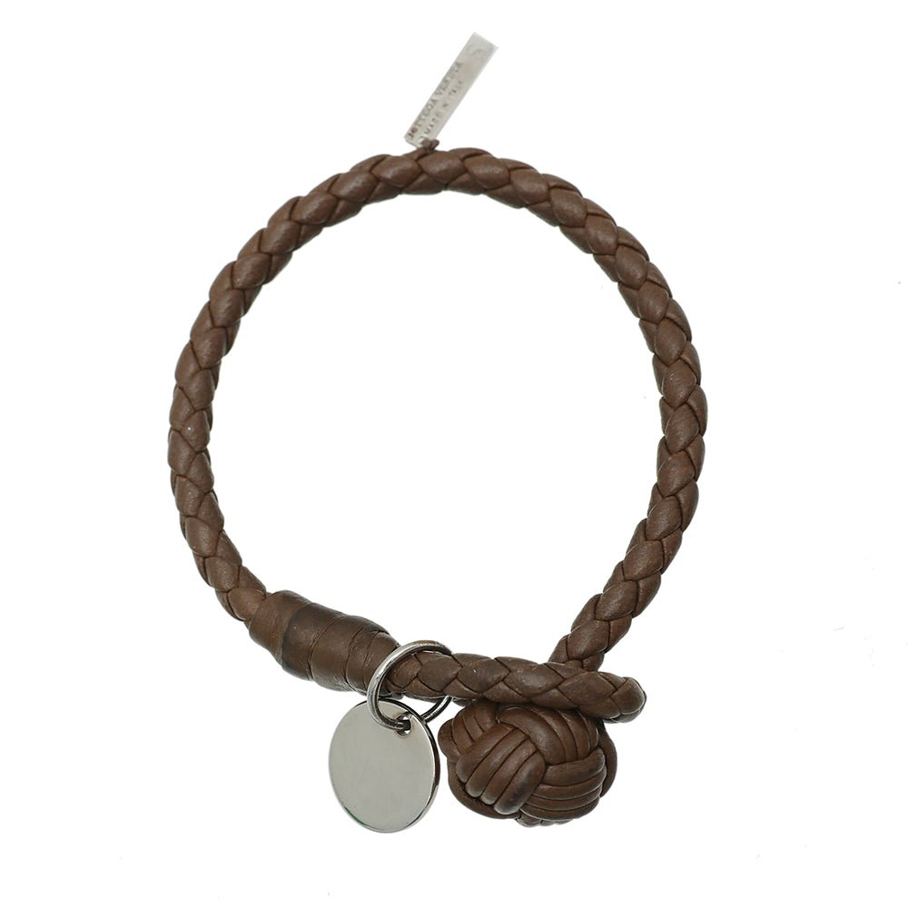 Bottega Veneta Brown Intrecciato Braided Bracelet Small-Bottega Veneta-THE CLOSET