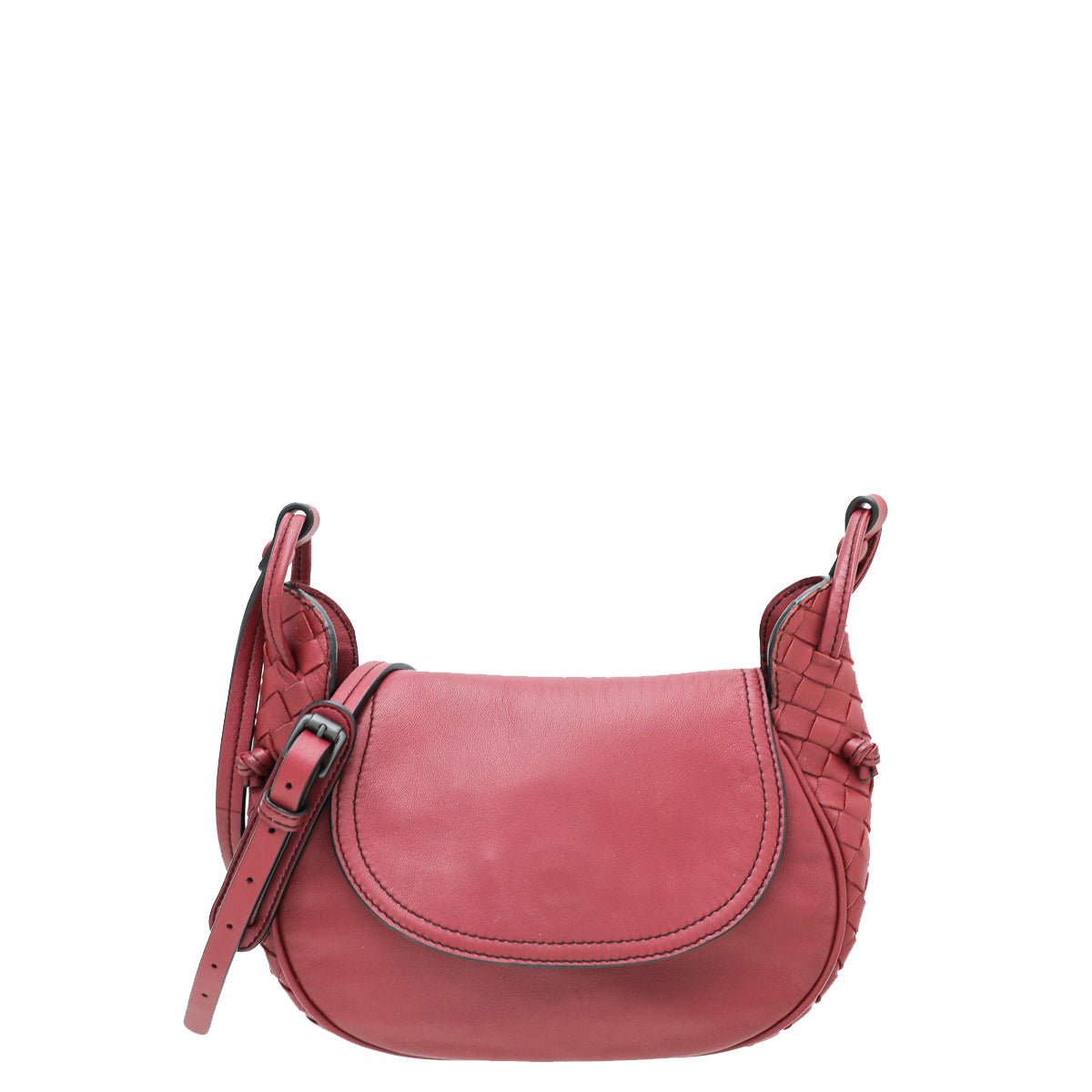 Bottega Veneta Burgundy Intrecciato Nappa Nodini Crossbody Bag-Burberry-THE CLOSET