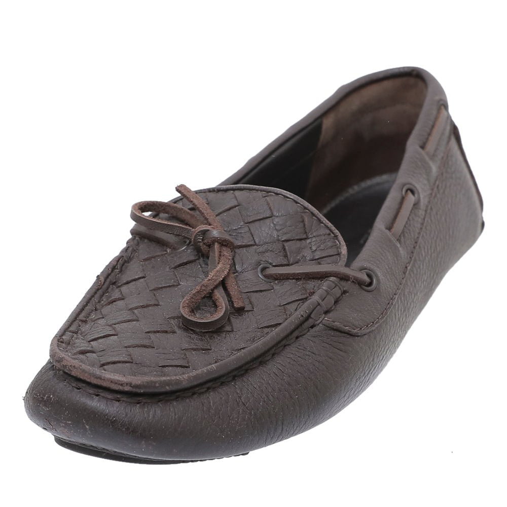Bottega Veneta Chocolate Brown Intrecciato Bow Loafers 39.5-Bottega Veneta-THE CLOSET