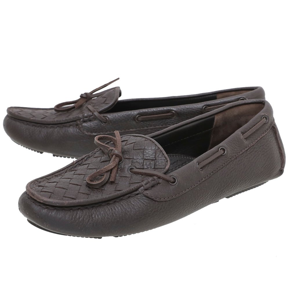 Bottega Veneta Chocolate Brown Intrecciato Bow Loafers 39.5-Bottega Veneta-THE CLOSET