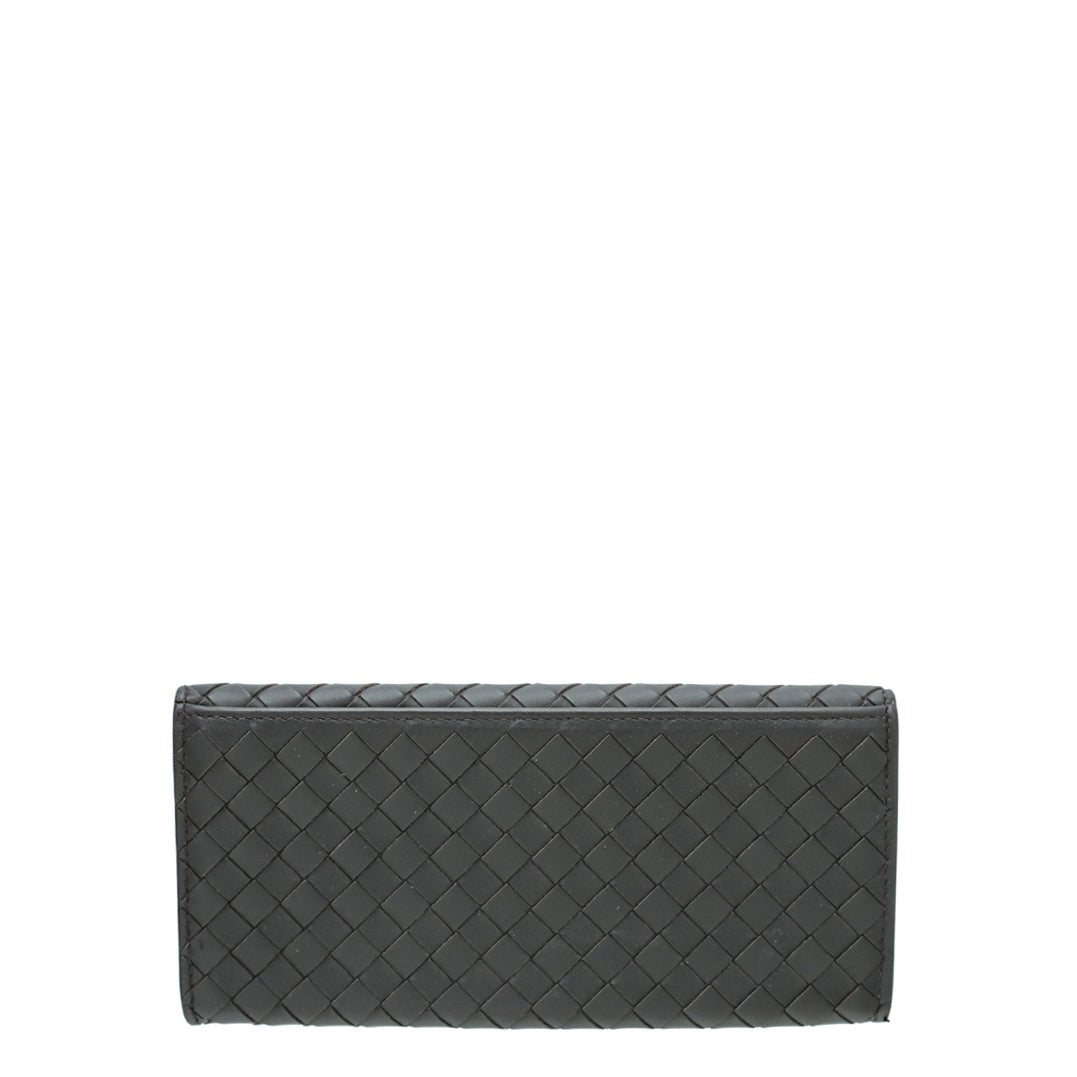 Bottega Veneta Chocolate Intrecciato Yen Wallet-Bottega Veneta-THE CLOSET