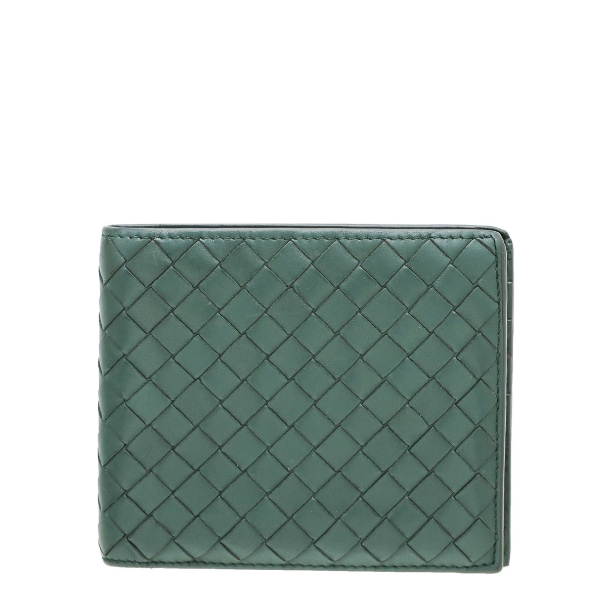 Bottega Veneta Dark Green Intrecciato Men Wallet-Bottega Veneta-THE CLOSET