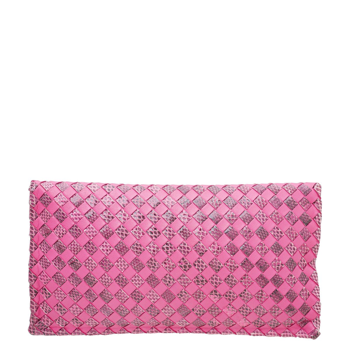 Bottega Veneta Fucsia Intrecciato Turnlock Clutch-Bottega Veneta-THE CLOSET