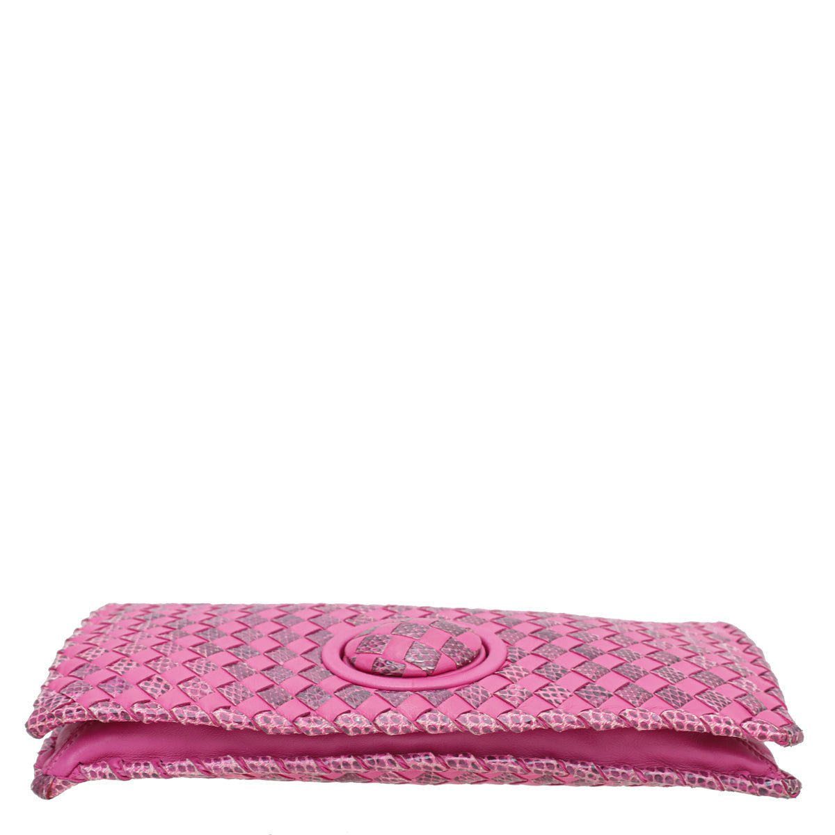 Bottega Veneta - Bottega Veneta Fucsia Intrecciato Turnlock Clutch | The Closet