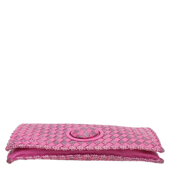 Bottega Veneta Snakeskin Turnlock Clutch Bag