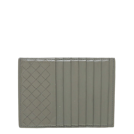 Bottega Veneta - Bottega Veneta Grayish Olive Intrecciato Nappa Zipped Card Case | The Closet