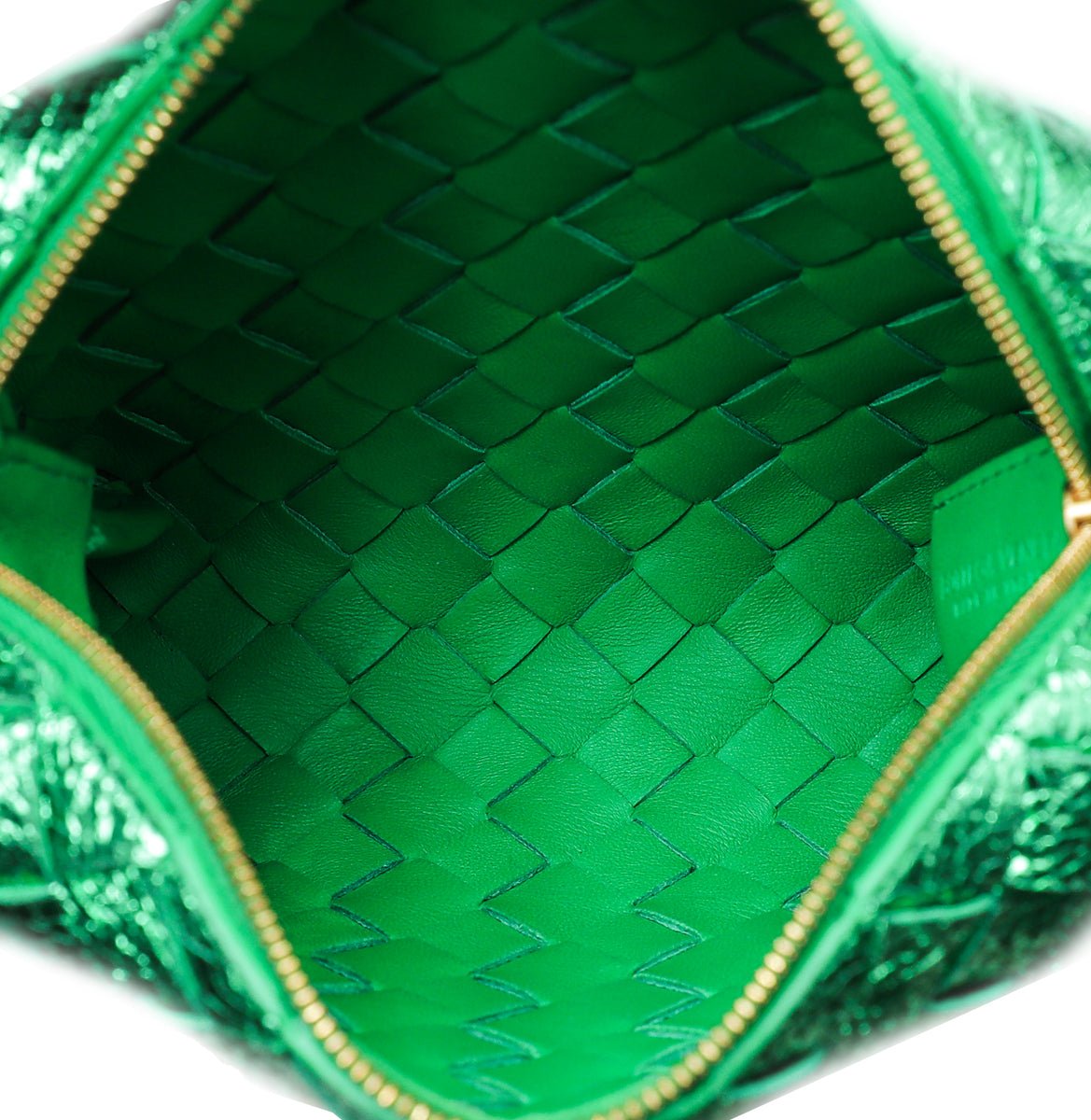 Bottega Veneta - Bottega Veneta Green Intrecciato Craque Metallic Nappa Loop Mini Crossbody Bag | The Closet