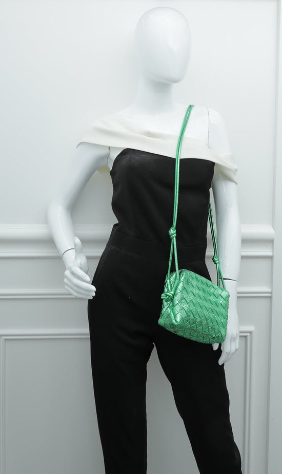 Green Loop mini Intrecciato-leather cross-body bag