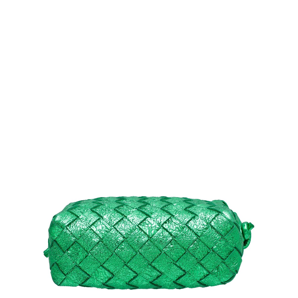 Bottega Veneta - Bottega Veneta Green Intrecciato Craque Metallic Nappa Loop Mini Crossbody Bag | The Closet
