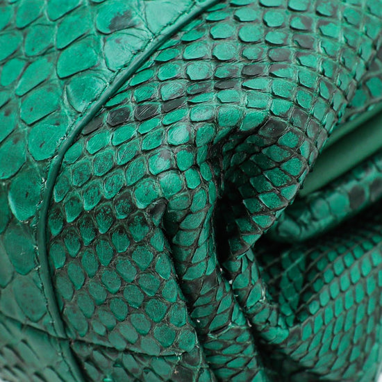 Bottega Veneta - Bottega Veneta Green Python Mini Pouch | The Closet