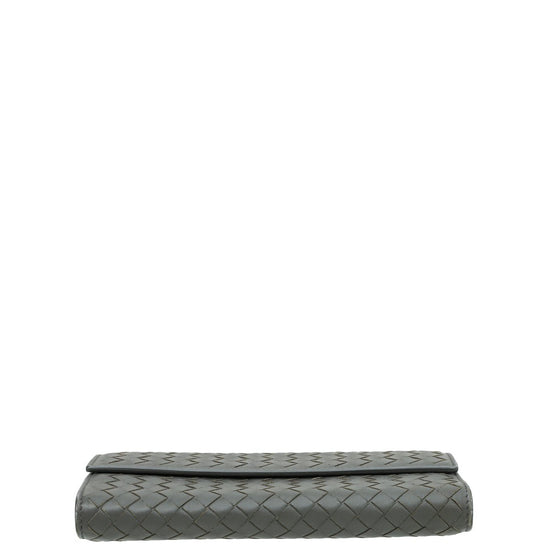 Bottega Veneta - Bottega Veneta Grey Intrecciato Continental Wallet | The Closet