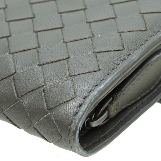 Bottega Veneta - Bottega Veneta Grey Intrecciato Continental Wallet | The Closet