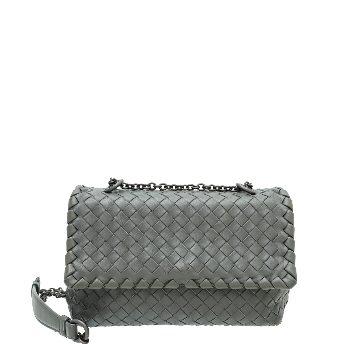 Bottega Veneta Grey Intrecciato Nappa Olimpia Chain Bag-Bottega Veneta-THE CLOSET