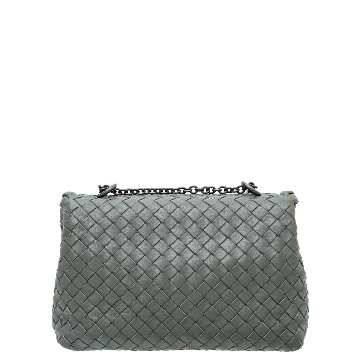 Bottega Veneta Grey Intrecciato Nappa Olimpia Chain Bag-Bottega Veneta-THE CLOSET