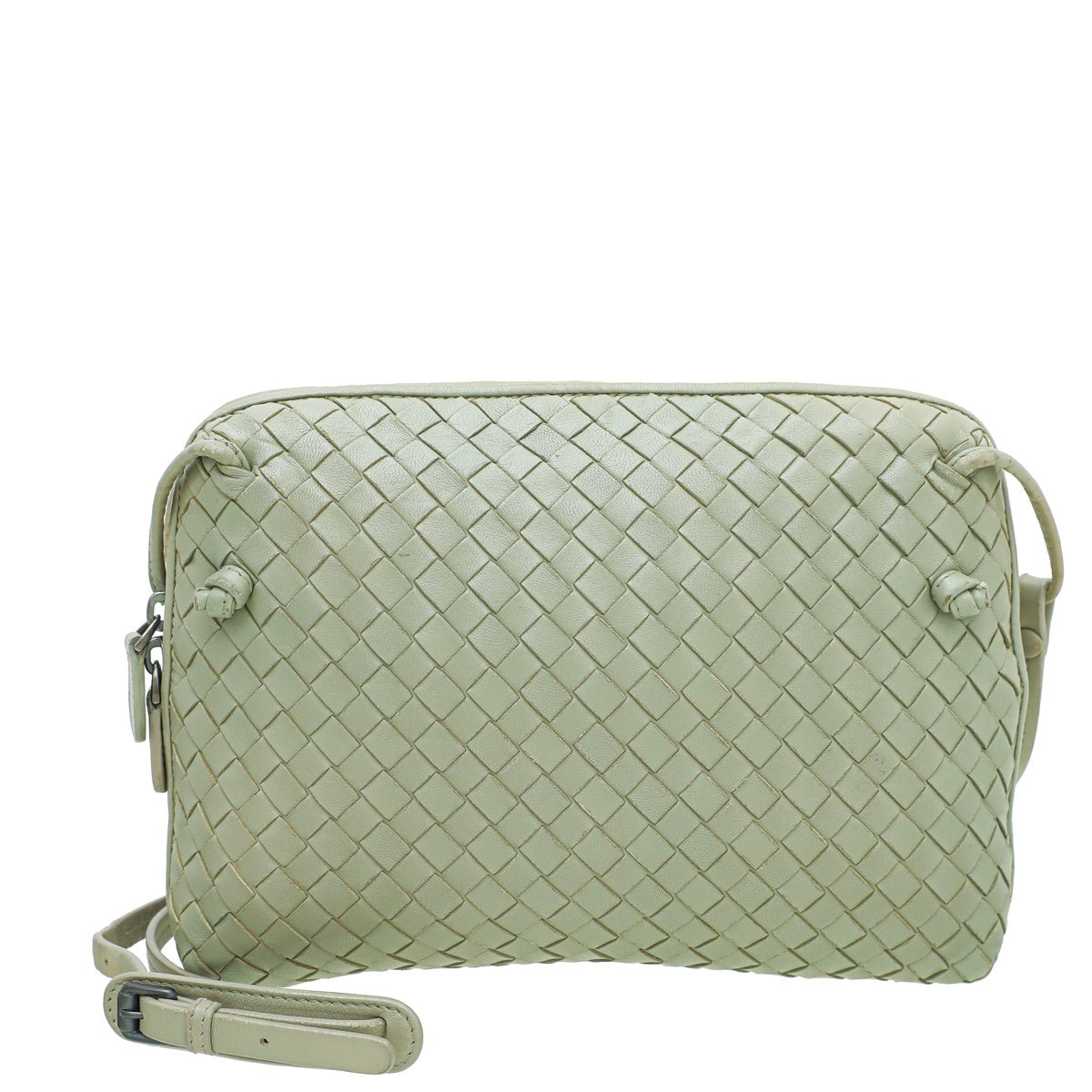 Bottega Veneta Grey Intrecciato Nodini Crossbody Bag-Bottega Veneta-THE CLOSET