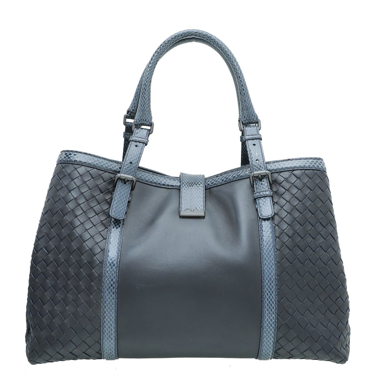 Bottega Veneta Indigo Blue Intrecciato Roma Large Bag-Bottega Veneta-THE CLOSET
