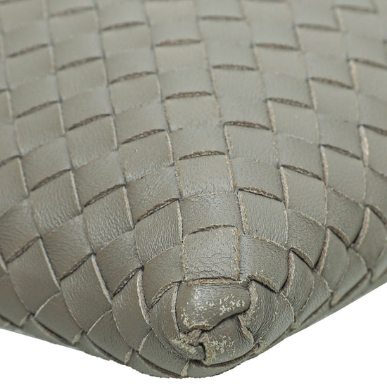 Bottega Veneta - Bottega Veneta Light Gray Intrecciato Nappa Zip Pouch | The Closet