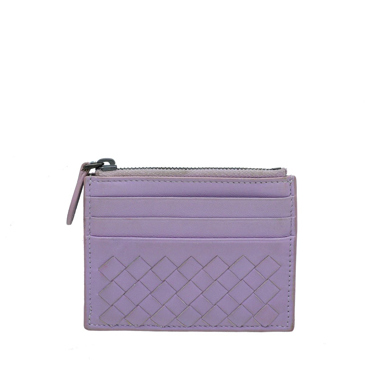 Bottega Veneta Lilac Intrecciato Zipped Card Case-Bottega Veneta-THE CLOSET