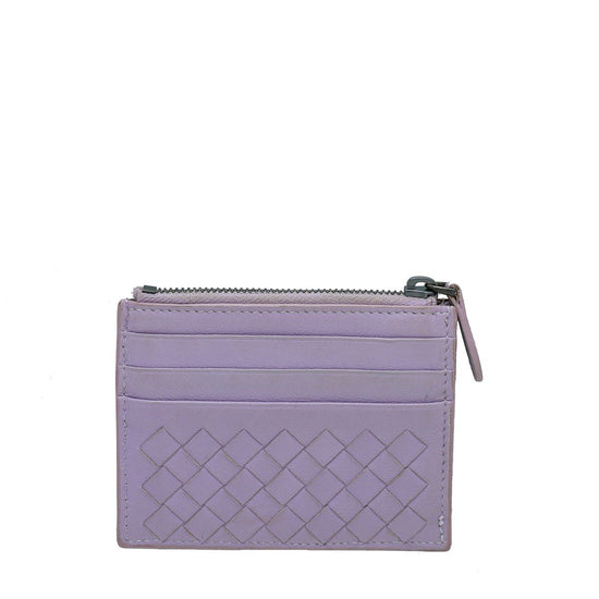 Bottega Veneta - Bottega Veneta Lilac Intrecciato Zipped Card Case | The Closet