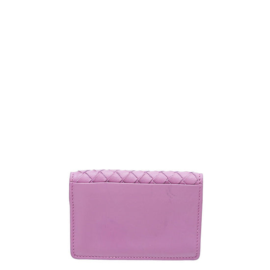 Bottega Veneta - Bottega Veneta Mauve Intrecciato Flap Card Wallet | The Closet