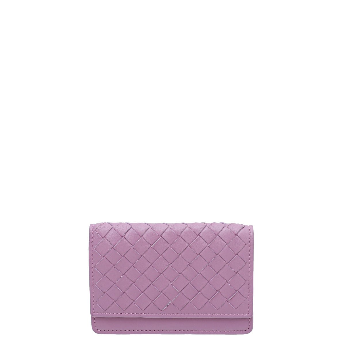 Bottega Veneta Mauve Intrecciato Flap Card Wallet-Bottega Veneta-THE CLOSET