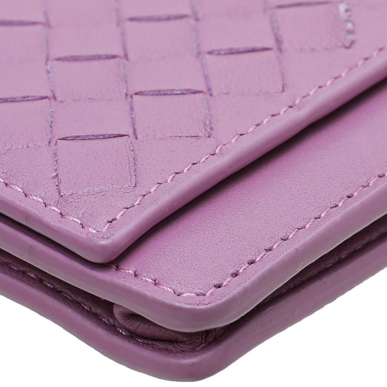 Bottega Veneta - Bottega Veneta Mauve Intrecciato Flap Card Wallet | The Closet